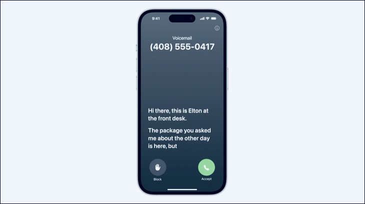 A Live Voicemail transition in iOS 17