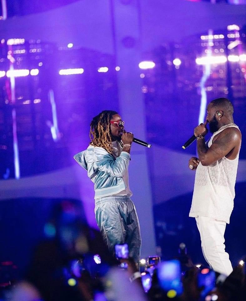 Picture of Asake and Davido performing live at Timeless concert in Lagos