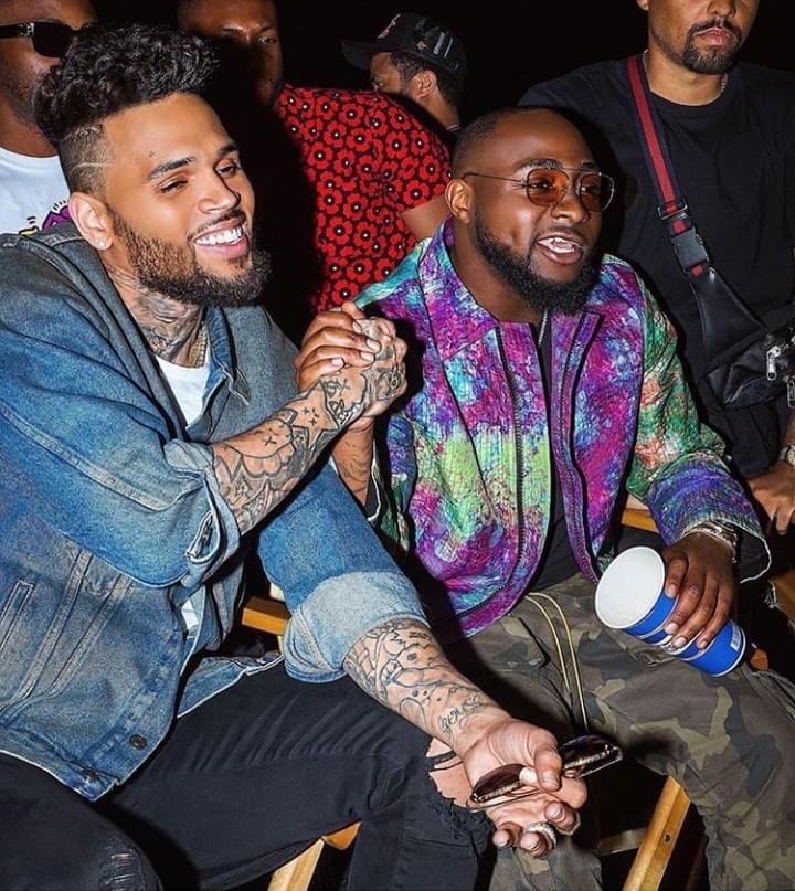 A Photo of Davido and Chris Brown during "Blow Your Mind" Music collaboration