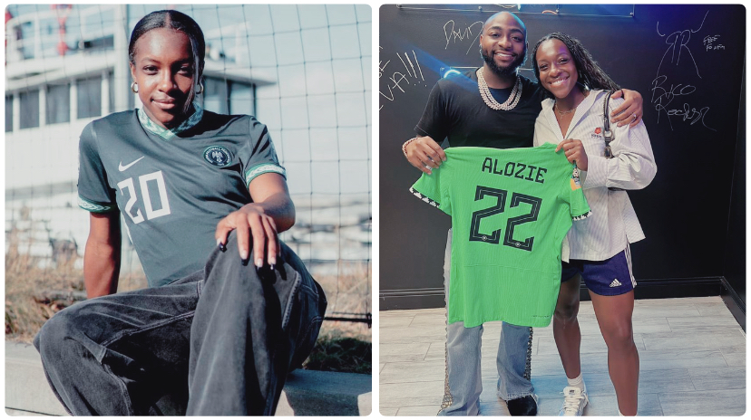 No give am belle o — Nigerians warn Super Falcons' Michelle Alozie to be 'careful' with Davido (Photos)