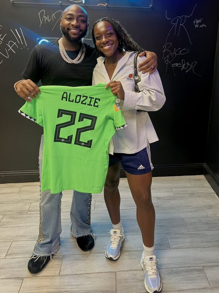No give am belle o — Nigerians warn Super Falcons' Michelle Alozie to be 'careful' with Davido (Photos)